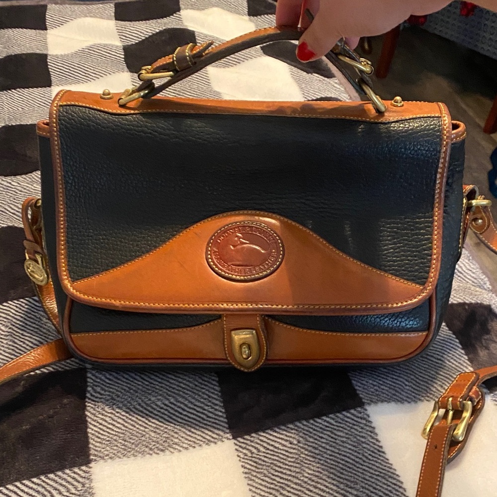 Dooney & Bourke Black and Brown Leather Satchel